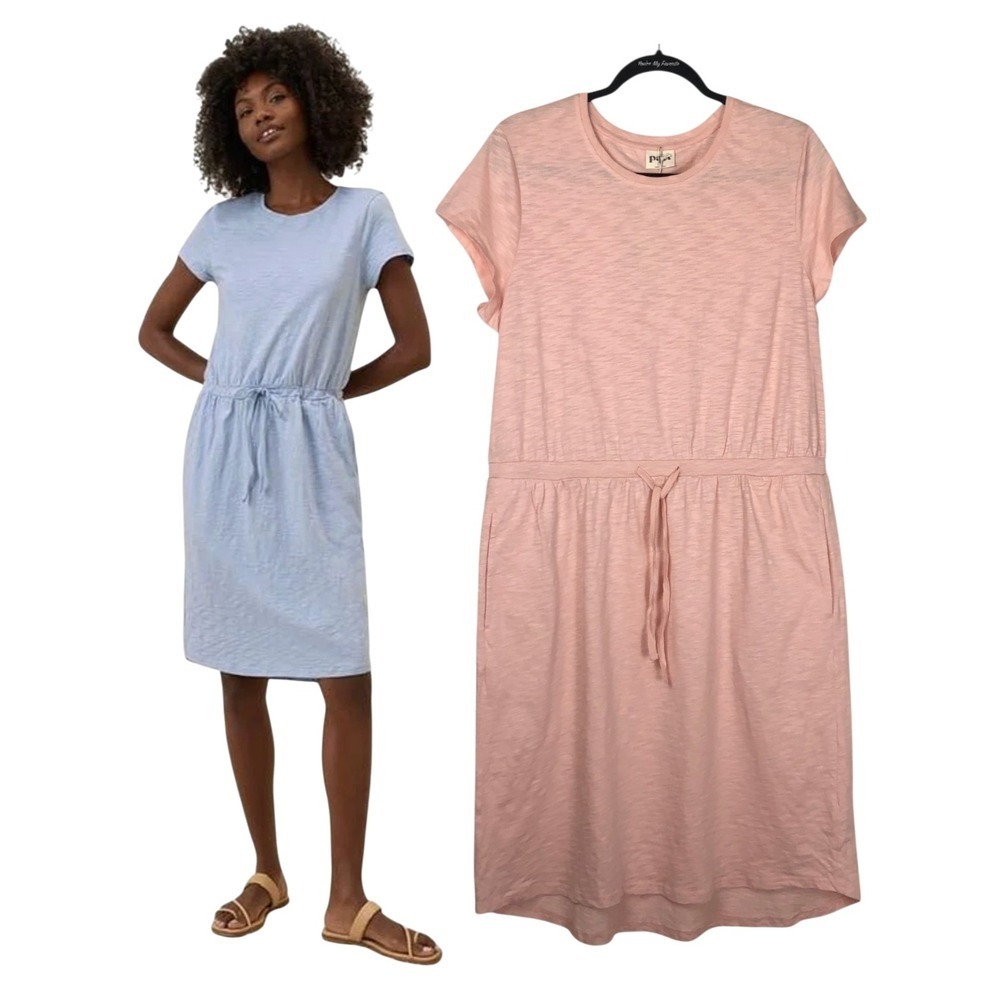 NEW Pact Womens Organic Cotton Peach Perfect Slub Weekend Dress Size Large Pink